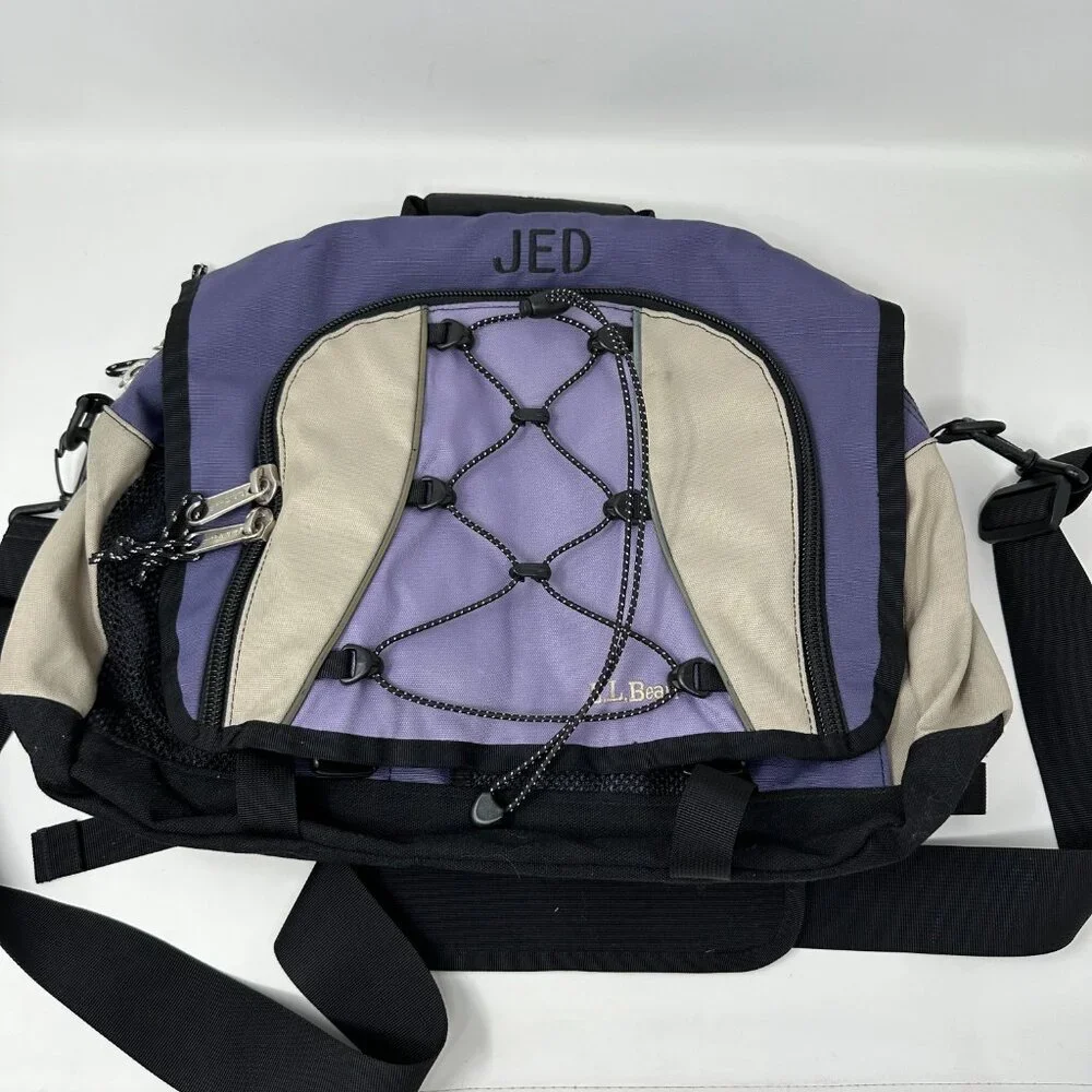LL Bean Messenger Bag BLUE Nylon Work School Laptop